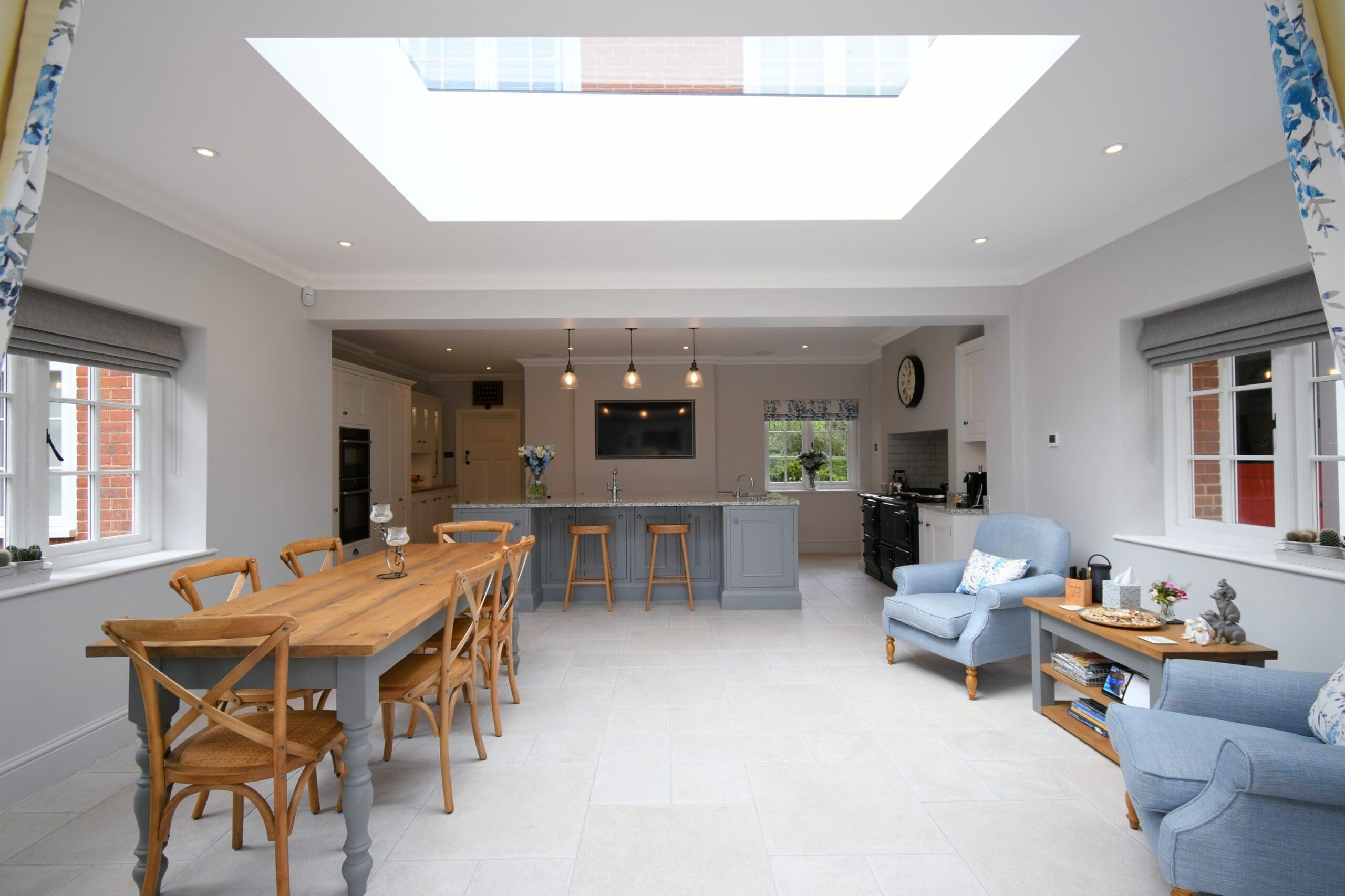 Dust Grey and Porcelain In-frame Shaker Kitchen with Central Island Stonemill Kitchens