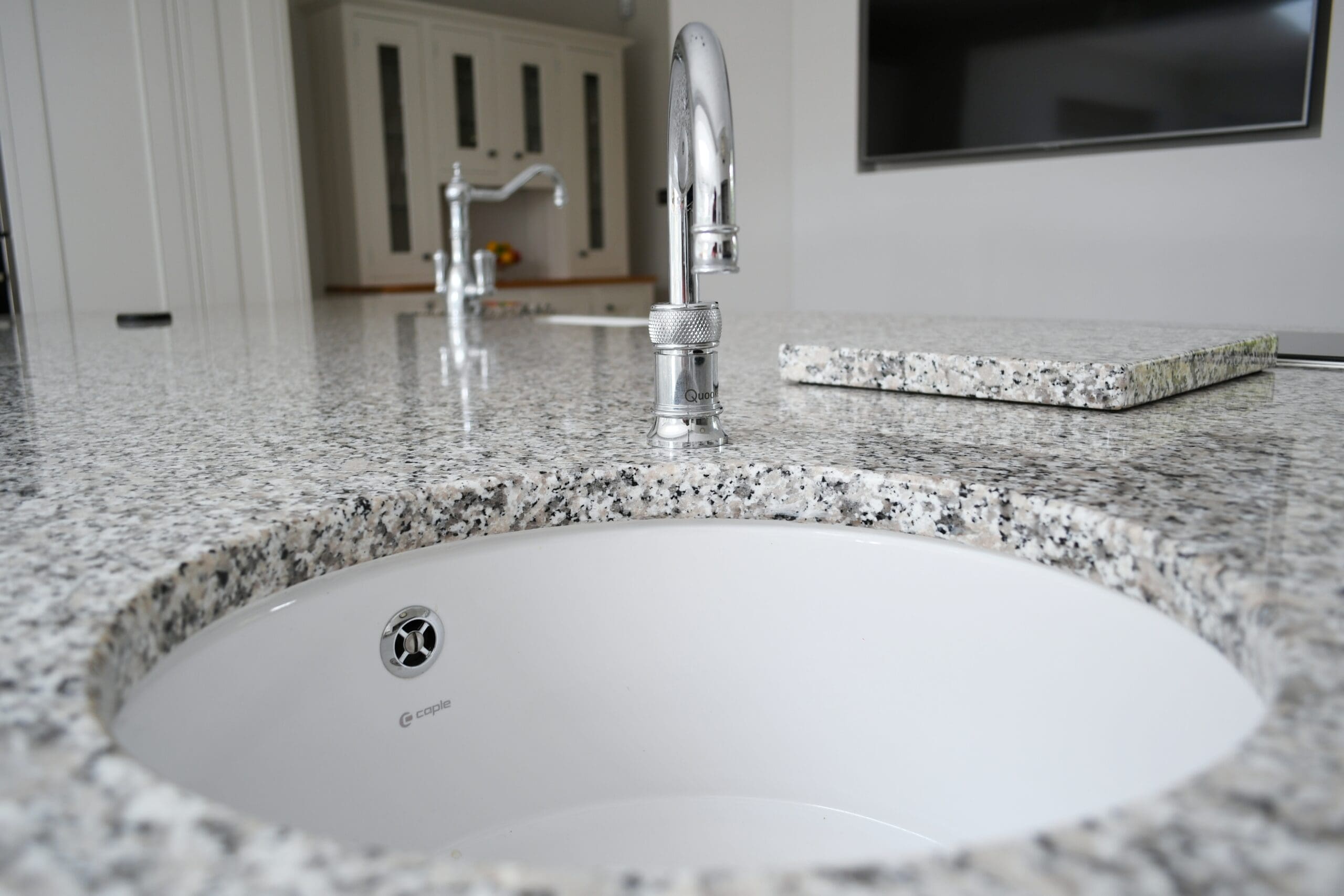 Quooker Tap with Caple single bowl ceramic sink Stonemill Kitchens