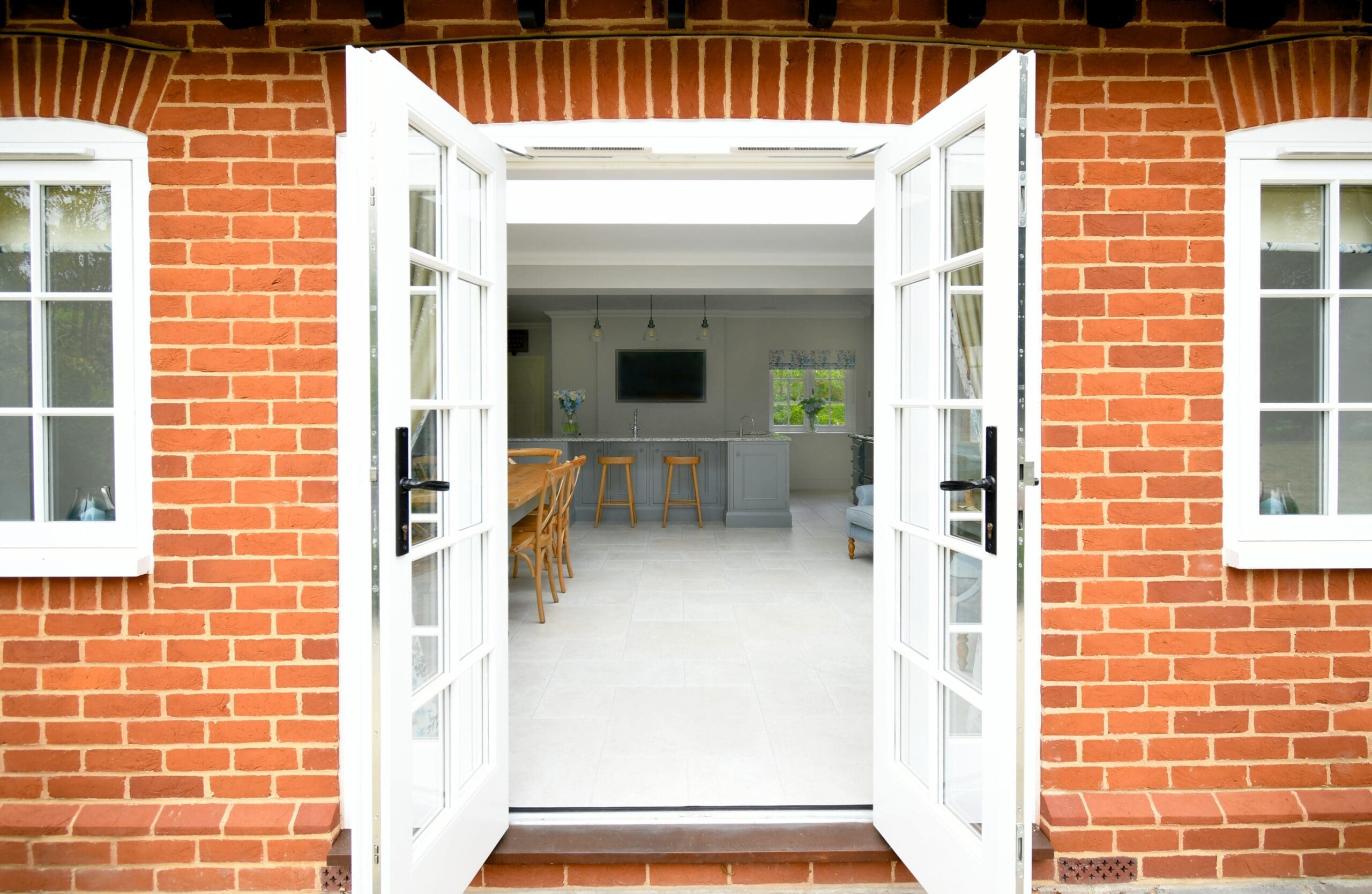 Dust Grey and Porcelain In-frame Shaker Kitchen with Central Island Stonemill Kitchens