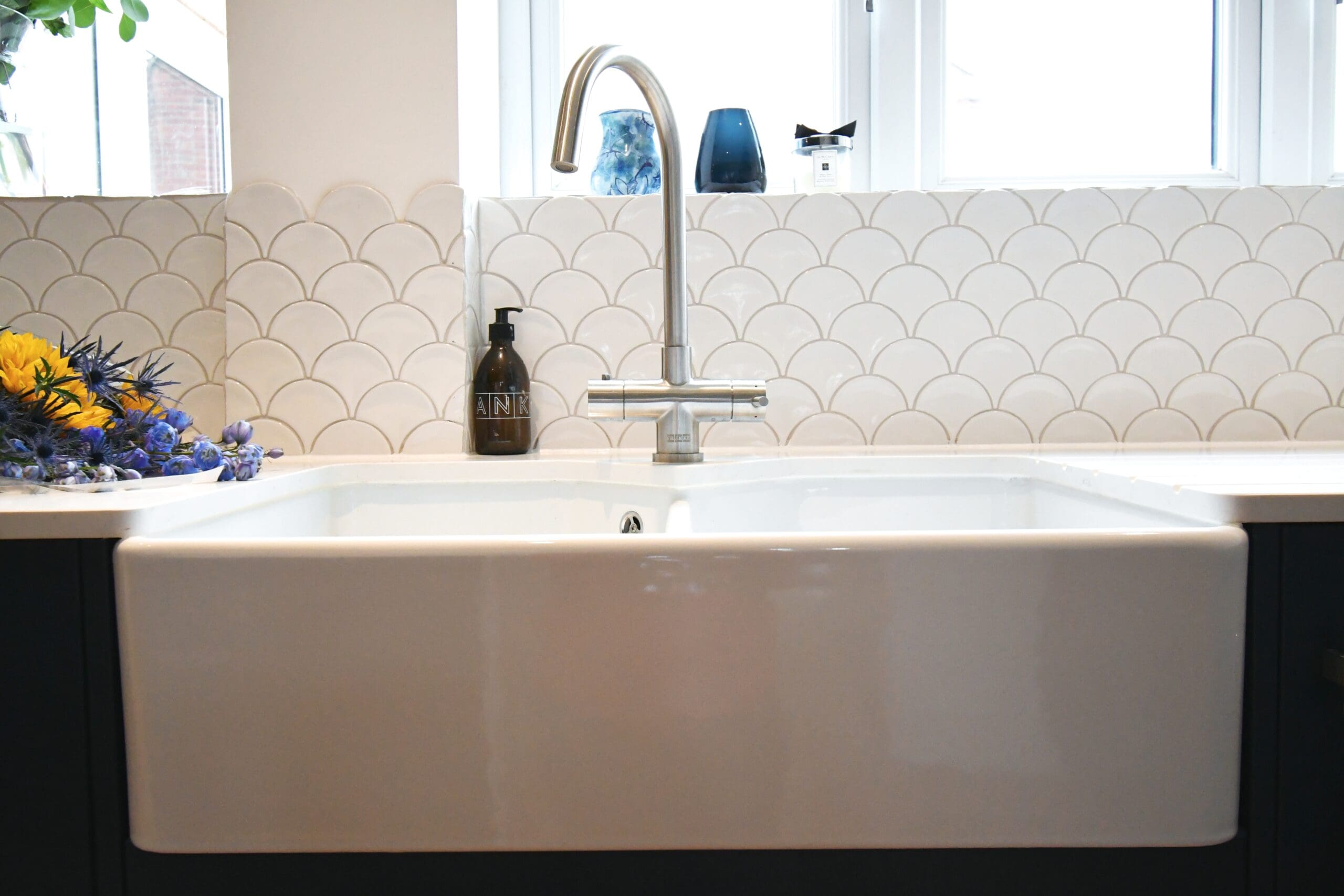 Prussian Blue Skinny Shaker Kitchen Double Butler Sink Stonemill Kitchens