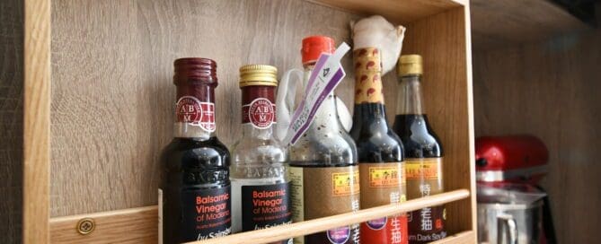 In-frame Kitchen Gun Metal Handles Dark Grey Blue Oak Breakfast Bar Oak Dresser