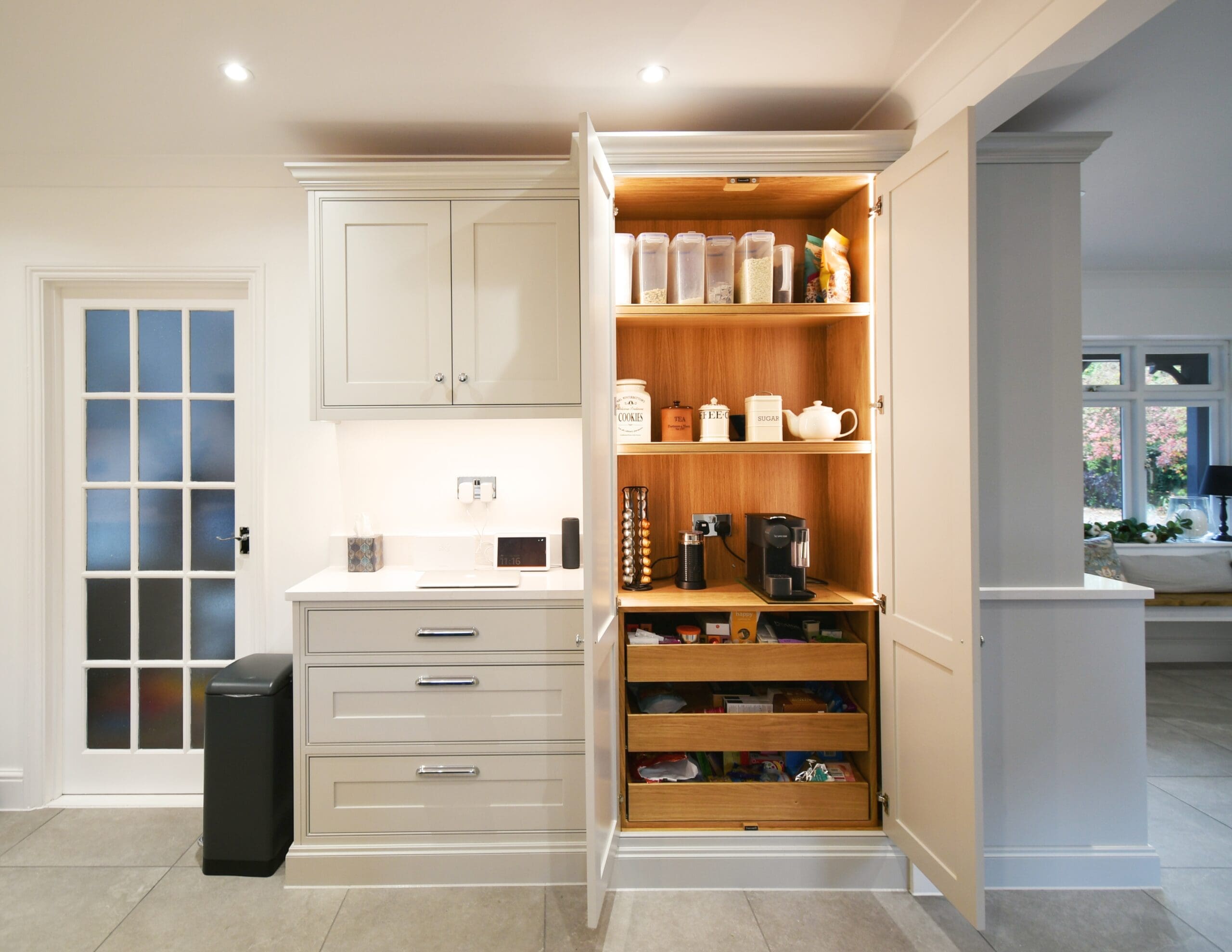In-Frame Shaker Kitchen Pantry Larder Oak Interior Stonemill Kitchens