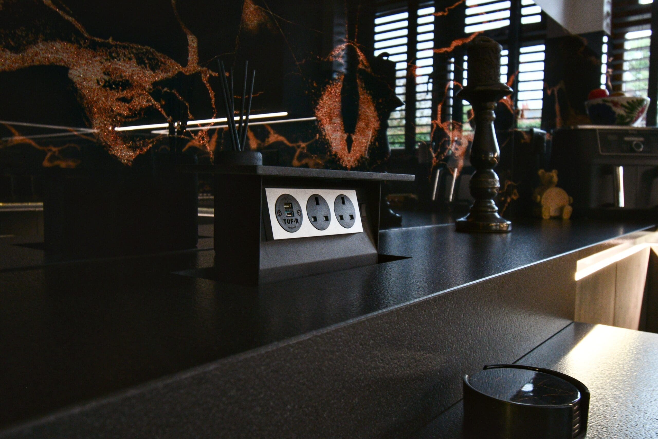 SBox in black granite